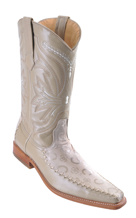 Los Altos Winterwhite Fashion Design With Deer Skin Square Toe Cowboy Boots 715304